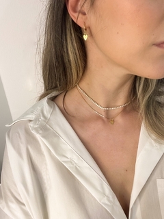 Colar Choker Riviera Branca - Dourado