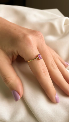 Anel Retângulo Colorido - lojaamice