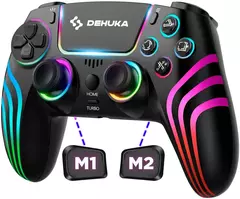 Joystick Para PS4 Control Pc Gamer Inalambrico Usb Y Control Preciso Y Estilo Personalizado Giroscopio Led Rgb Dehuka Color Negro - comprar online