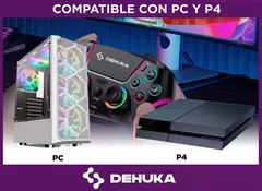 Joystick Para PS4 Control Pc Gamer Inalambrico Usb Y Control Preciso Y Estilo Personalizado Giroscopio Led Rgb Dehuka Color Negro en internet