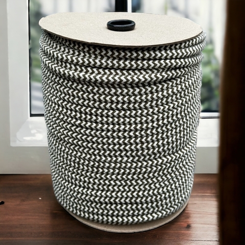 CORDON DE ALGODON TRENZADO VERDE CON CRUDO TRAMA EN ZIG-ZAG DE 7MM PREMIUM. - comprar online