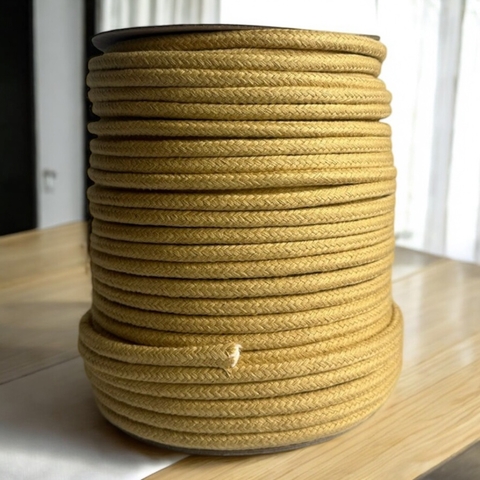 CORDON DE ALGODON TRENZADO MOSTAZA DE 7MM PREMIUM. - comprar online