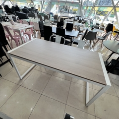 Mesa industrial 160cm - blanca + marron - comprar online