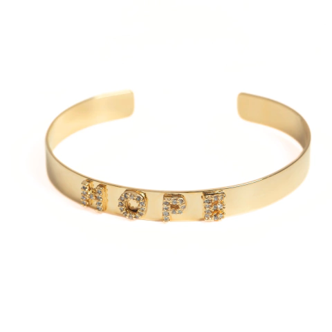 Pulseira Bracelete Hope Regulável Banho de Ouro 18k