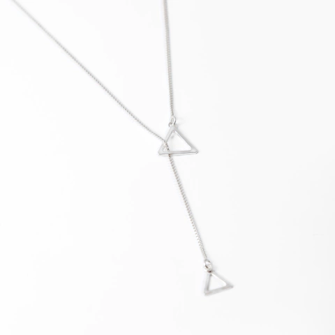 Colar Gravata Triângulos Prata 925