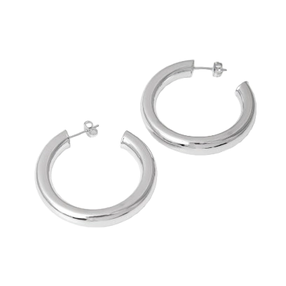 Brinco Argola Tubo Média Banho de Ródio - comprar online