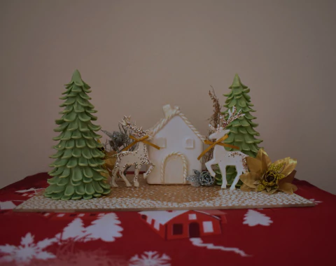 Centro de mesa ciervos navideños