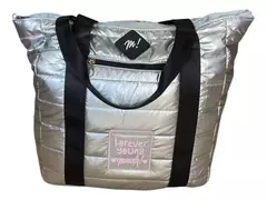 Cartera Tote Muaa Puffer Plateada