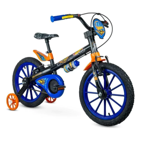 Bicicleta Hot Wheels Aro 16 Preto Infantil Aro de Nylon 2025