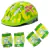 Kit Proteção Infantil Dinossauros Capacete (52-56cm) com Joelheira e Cotoveleira Verde
