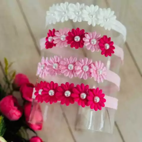 VINCHA ELASTICA MARGARITAS X 6