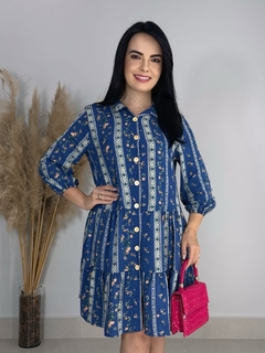 VESTIDO LAURA - ESTAMPADO AZUL - BY TAÍS LORRAYNE