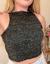 Blusa tricot cropped sem manga
