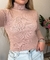 Blusa tricolor gola e manga