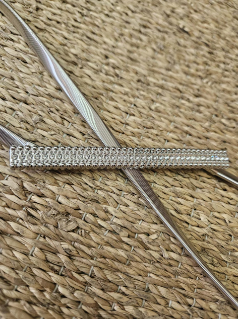 Cinturon metalico elastizado Strass Plata - comprar online