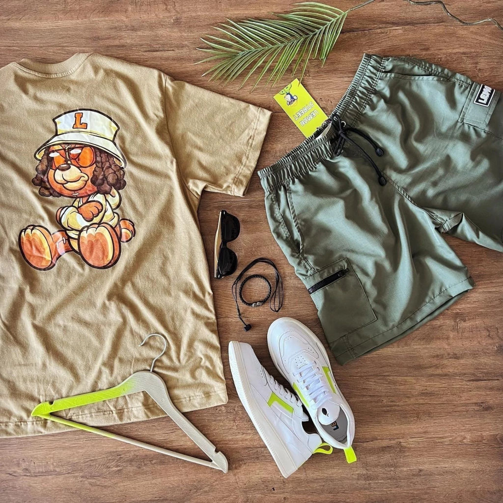 Short cargo bolso ziper verde militar