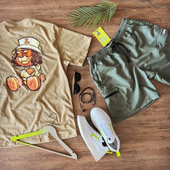 Short cargo bolso ziper verde militar