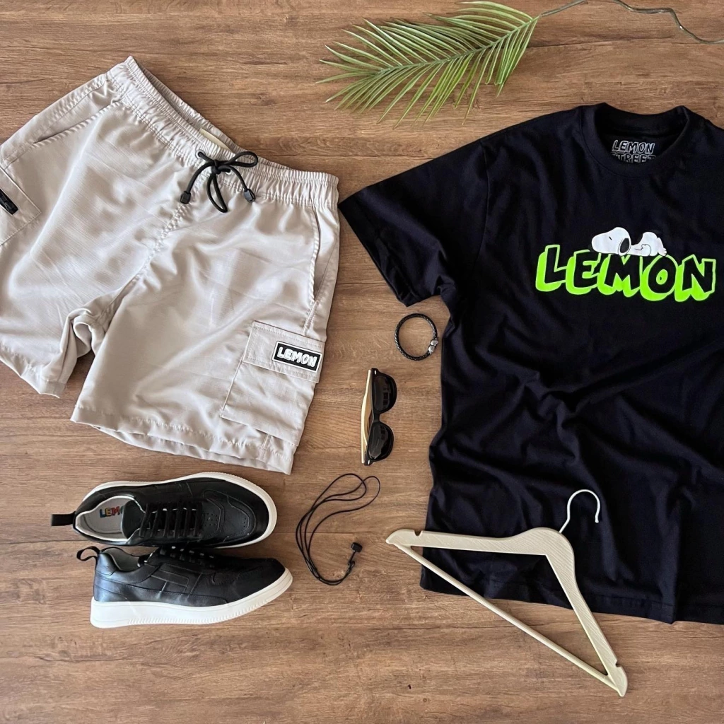 Short cargo bolso ziper cimento