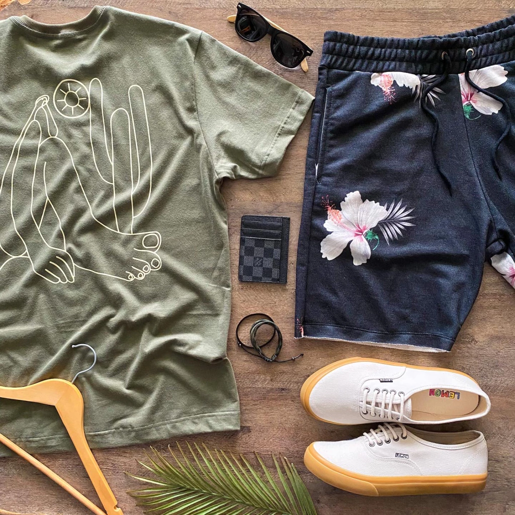 Bermuda de moletom Lemon flor preta