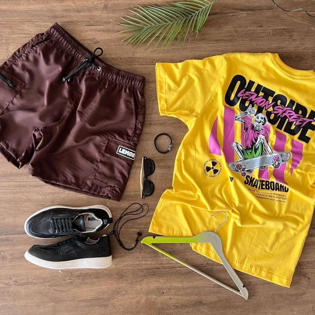 Short cargo bolso ziper chocolate