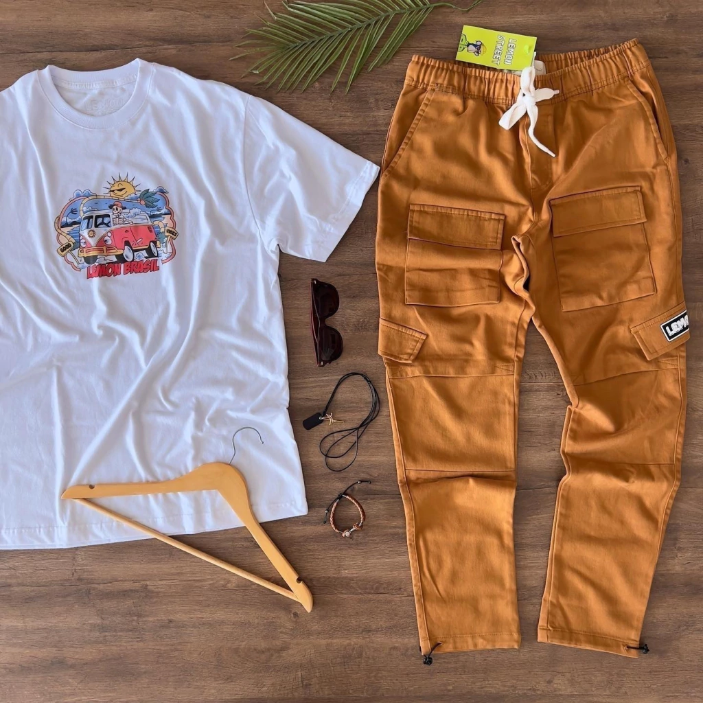 calça cargo Lemon Street caramelo