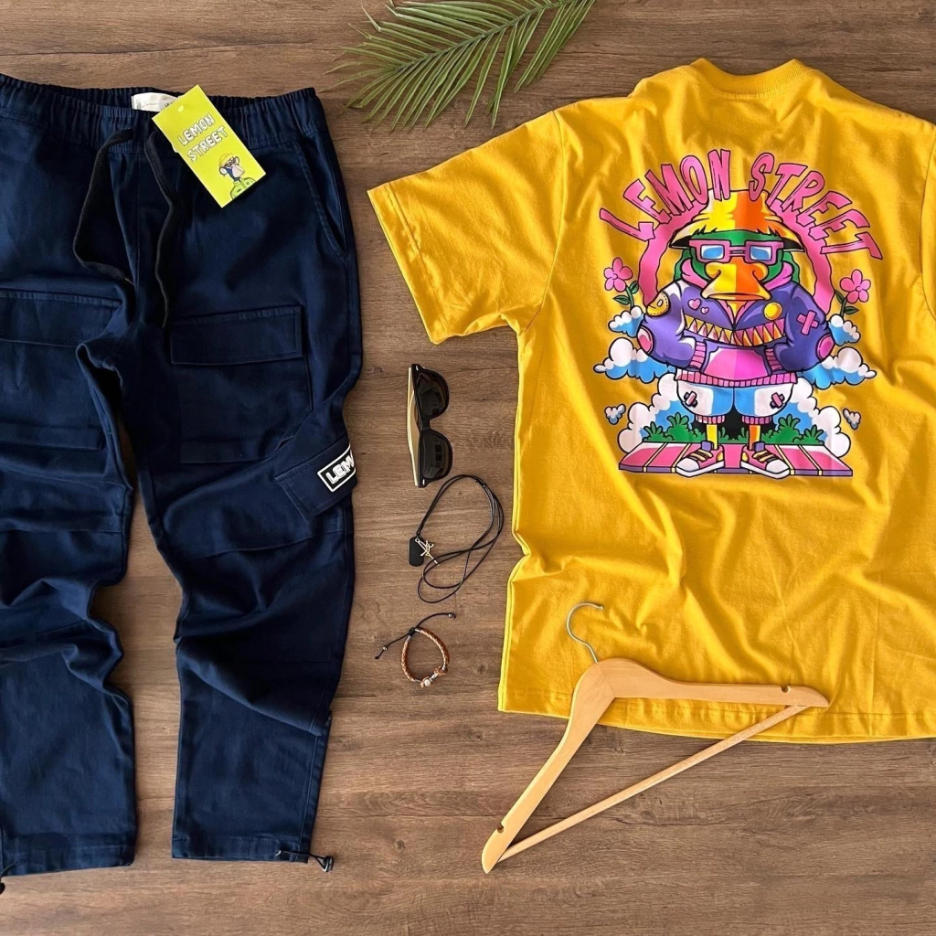 calça cargo Lemon Street azul marinho