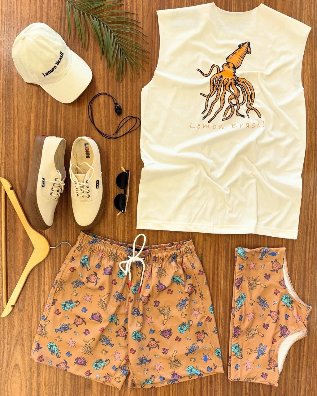 Beach Short Lemon praia marrom