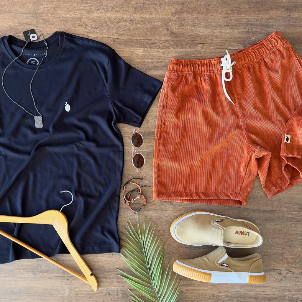 Short veludo Lemon Abóbora