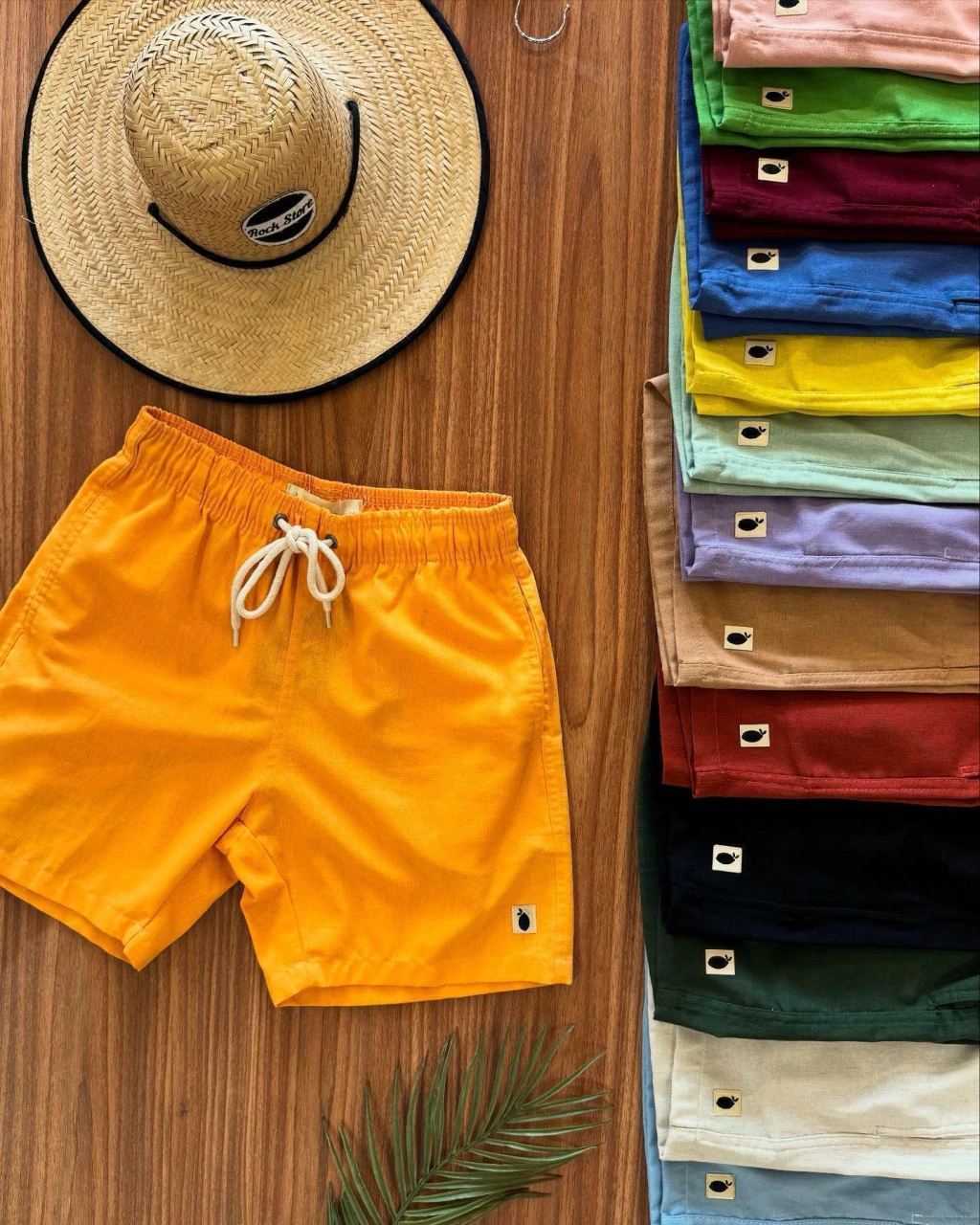 Short linho Lemon Laranja