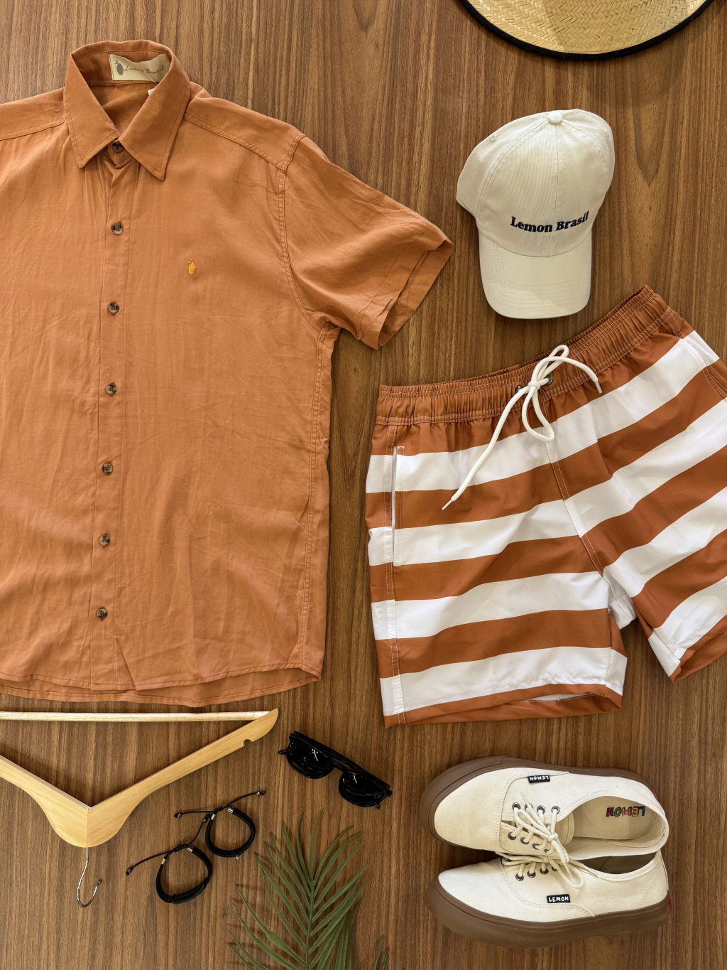 Beach Short Lemon listrado Laranja