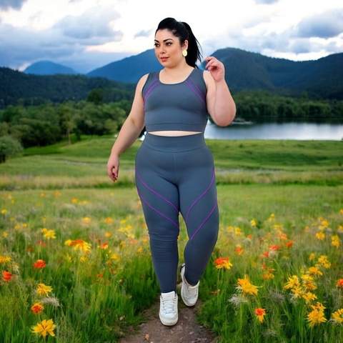 LEGGING K2B NALUNA PLUS SIZE COS ALTO COM DETALHE POLIAMIDA - comprar online