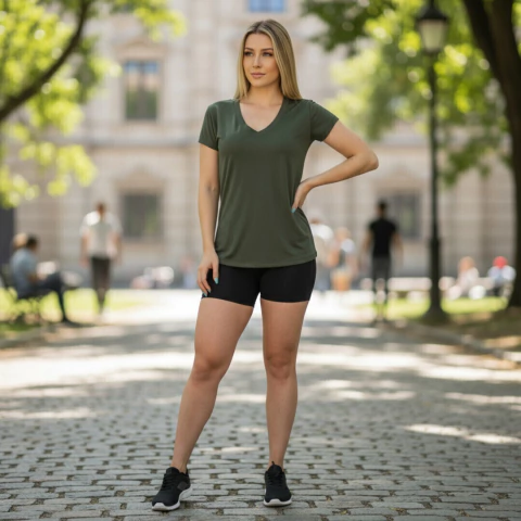 CAMISETA BASICA ANITTA PLUS SIZE GOLA V DRY FIT TRADICIONAL