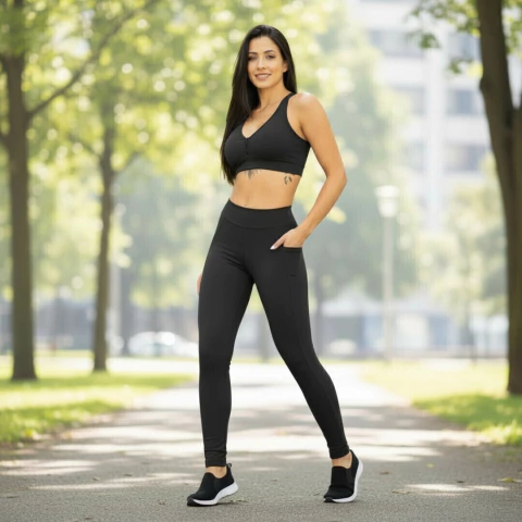 LEGGING K2B MARILUZ COM BOLSO CINTURA ALTA POLIAMIDA