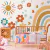 Papel de Parede Infantil de Arco-Íris com Flores em tons de Boho