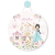 Porta maternidade decorativo com a Princesa Jasmine em um castelo, rodeado por flores e um carrinho encantado.