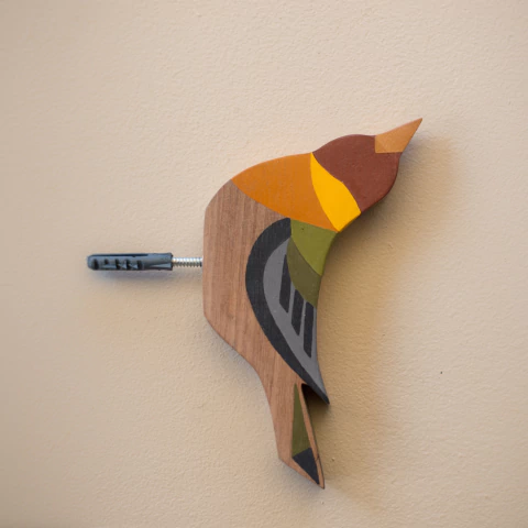 Pendurador Pássaro em Madeira