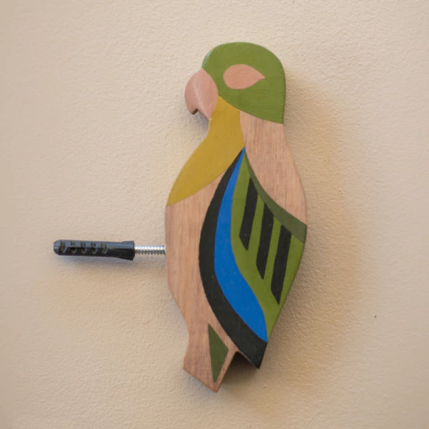 Pendurador Pássaro em Madeira