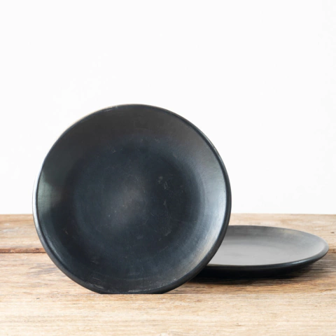 Duo Pratos de Sobremesa em Cerâmica Preta