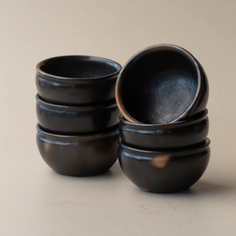 Conjunto 6 Cumbucas em Cerâmica Preta