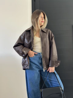 Jaqueta oversized couro - choco