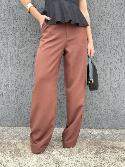 Wide leg alfaiataria Duda - choco - comprar online