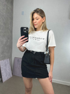 Saia jeans gabriela - black - Cia Clothing
