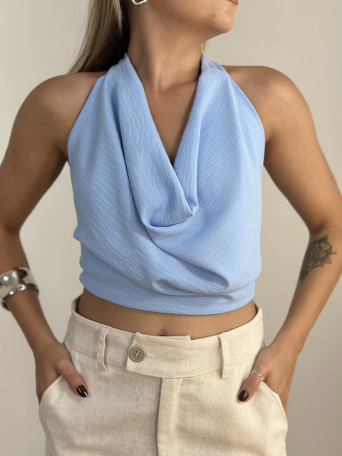 Cropped amarrações - baby blue - comprar online