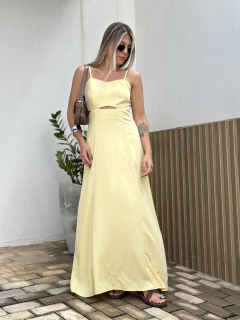 Vestido midi alongado Miranda - manteiga