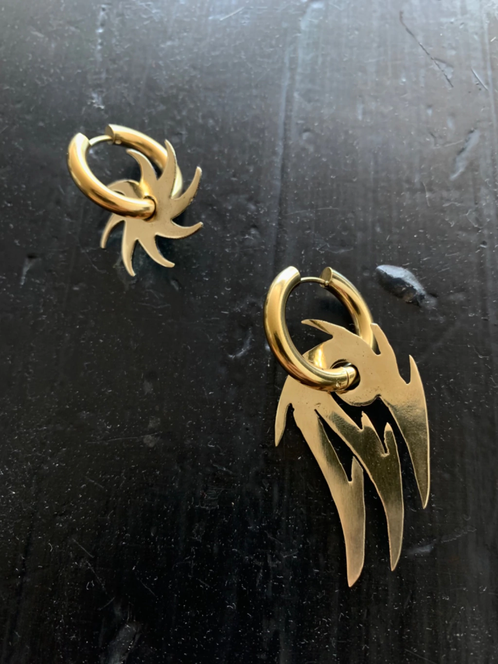 aros sol+tribal dorado