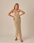 Vestido Casualli Juliana Rede Lurex Bege