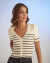 Cardigan Listras Laura Off White Preto