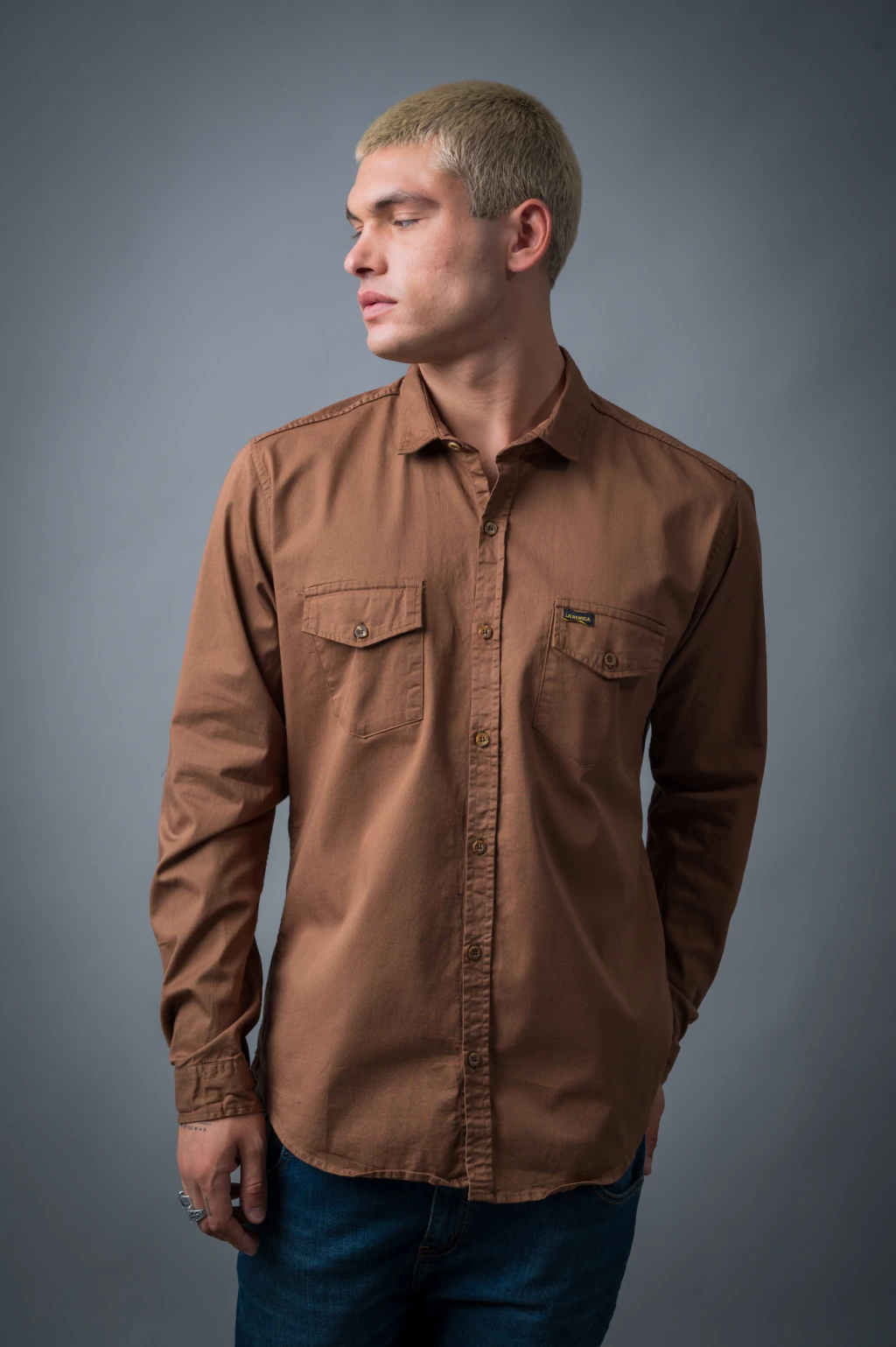 CAMISA GABARDINA ELASTIZADA