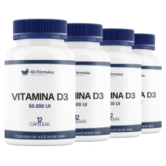 Vitamina D3 (Colecalciferol) 50.000 UI - 12 Cápsulas - All Fórmulas Farmácia de Manipulação