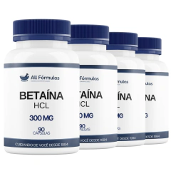 Betaína HCL 300MG - 90 Cápsulas - All Fórmulas Farmácia de Manipulação
